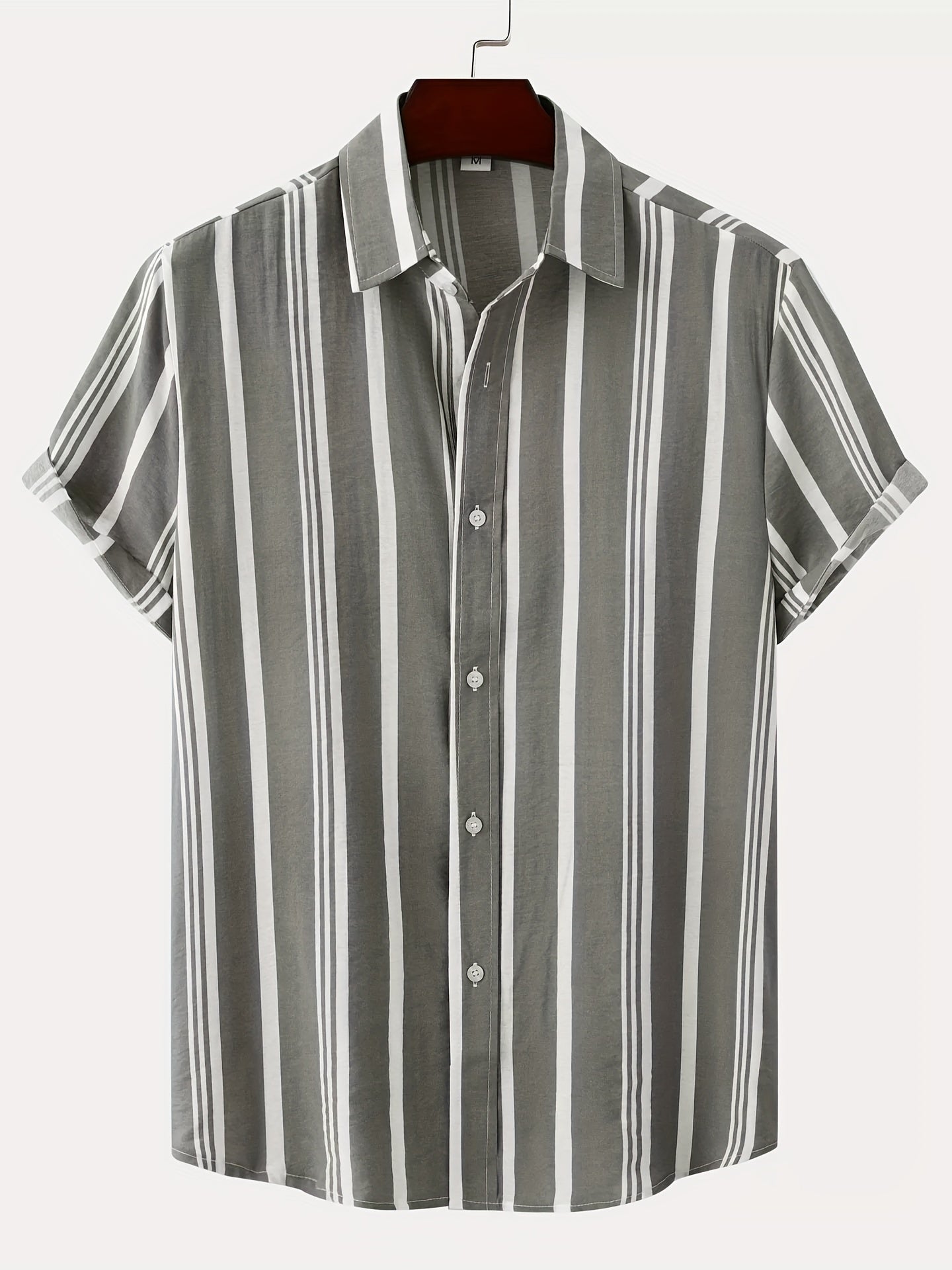 Camicia casual da uomo a maniche corte sottili con risvolto con motivo a righe