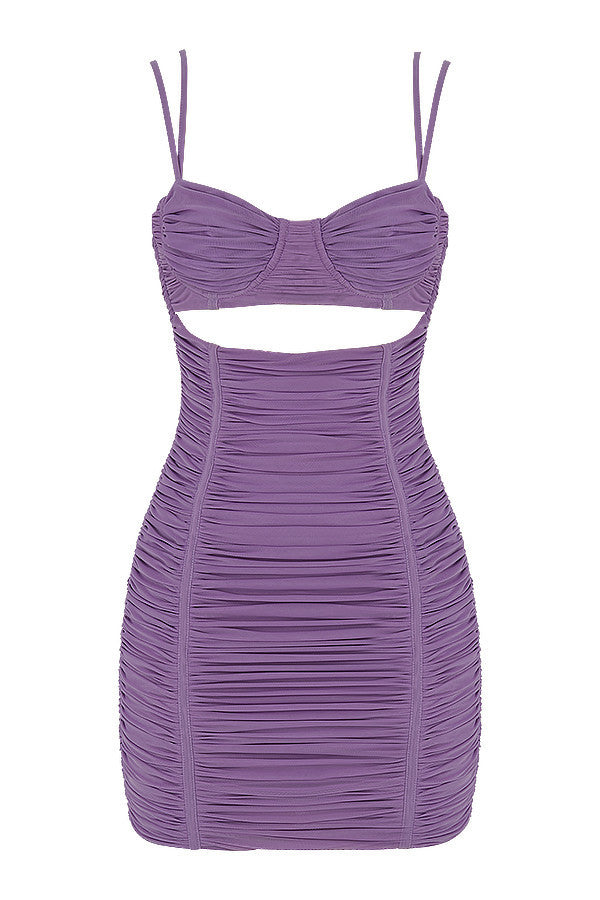 Abito Mistress Rocks in rete lilla con cut-out