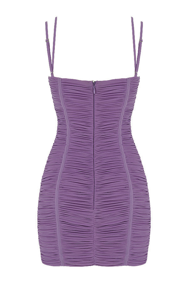 Abito Mistress Rocks in rete lilla con cut-out