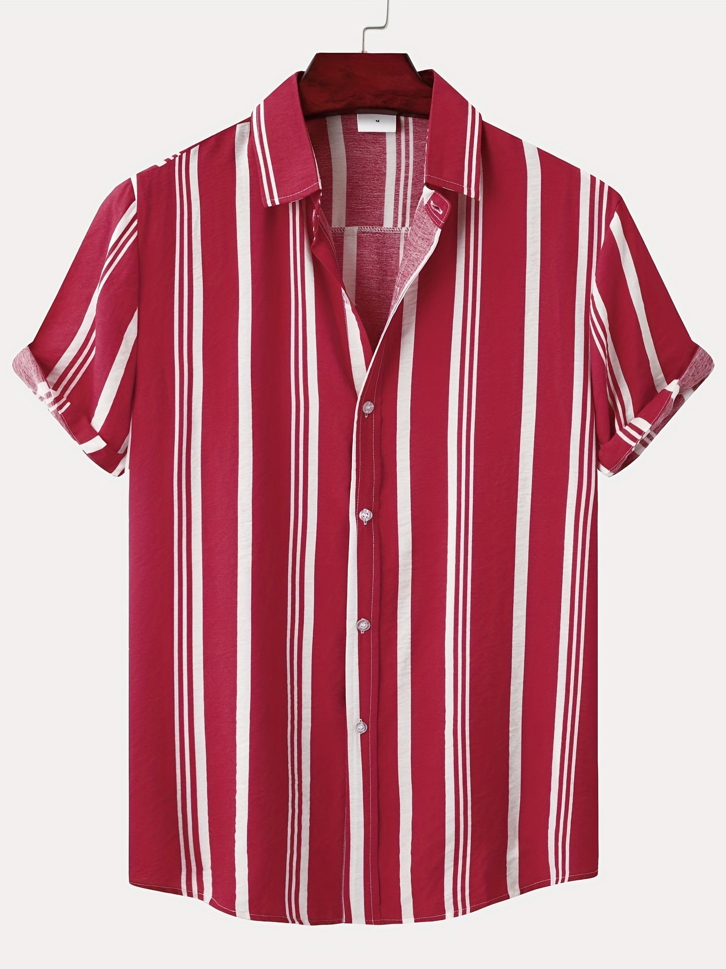 Camicia casual da uomo a maniche corte sottili con risvolto con motivo a righe