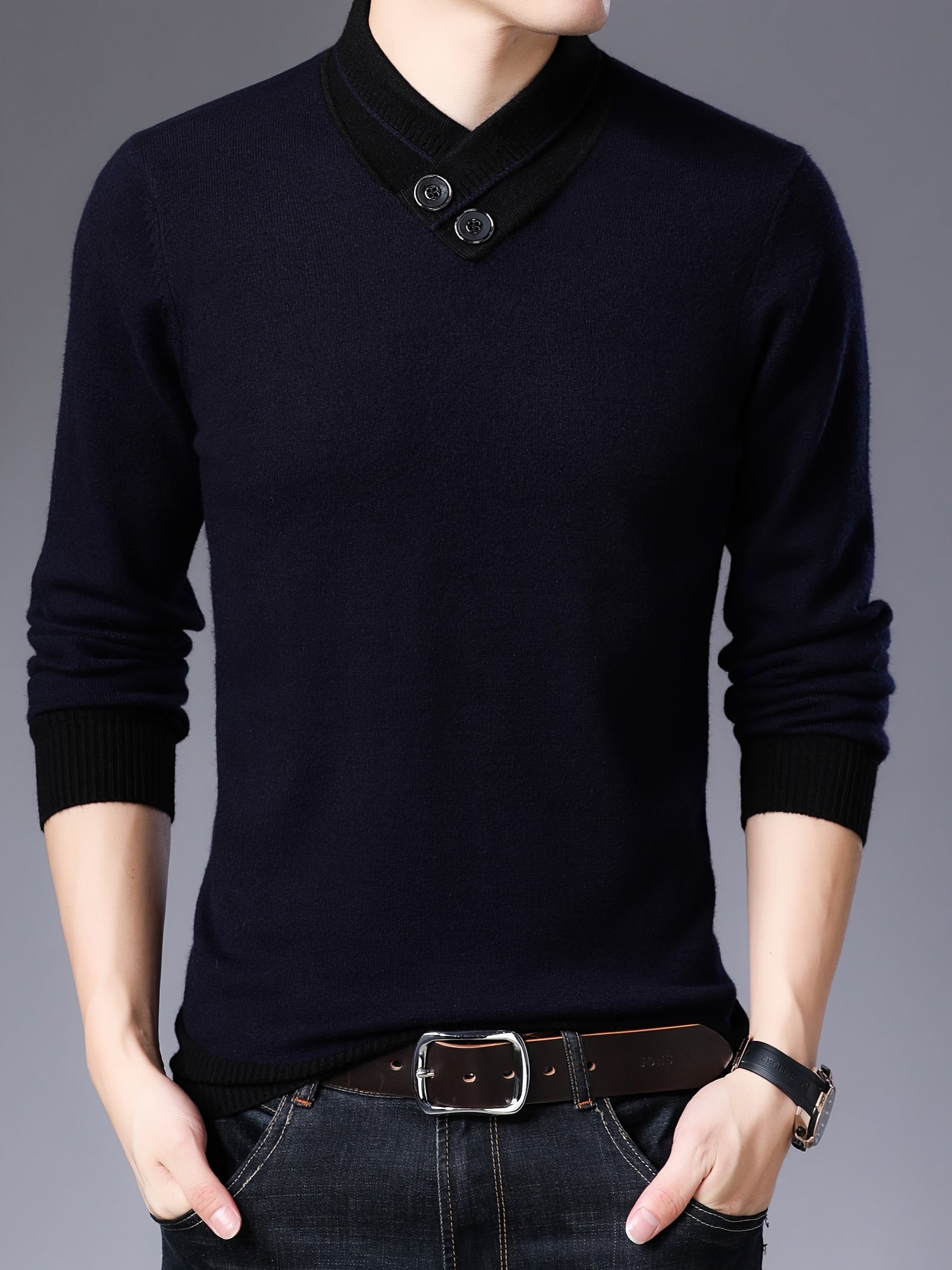 Maglia con collo sciallato da uomo