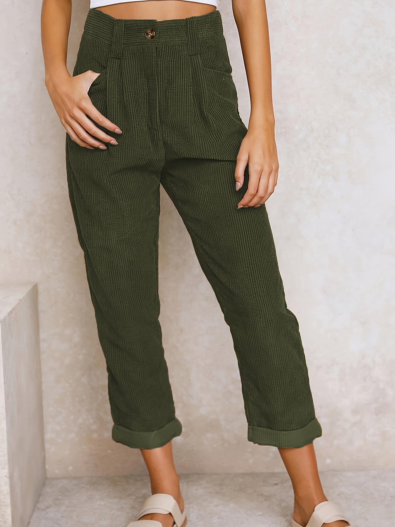 Pantaloni in velluto a coste con gamba dritta