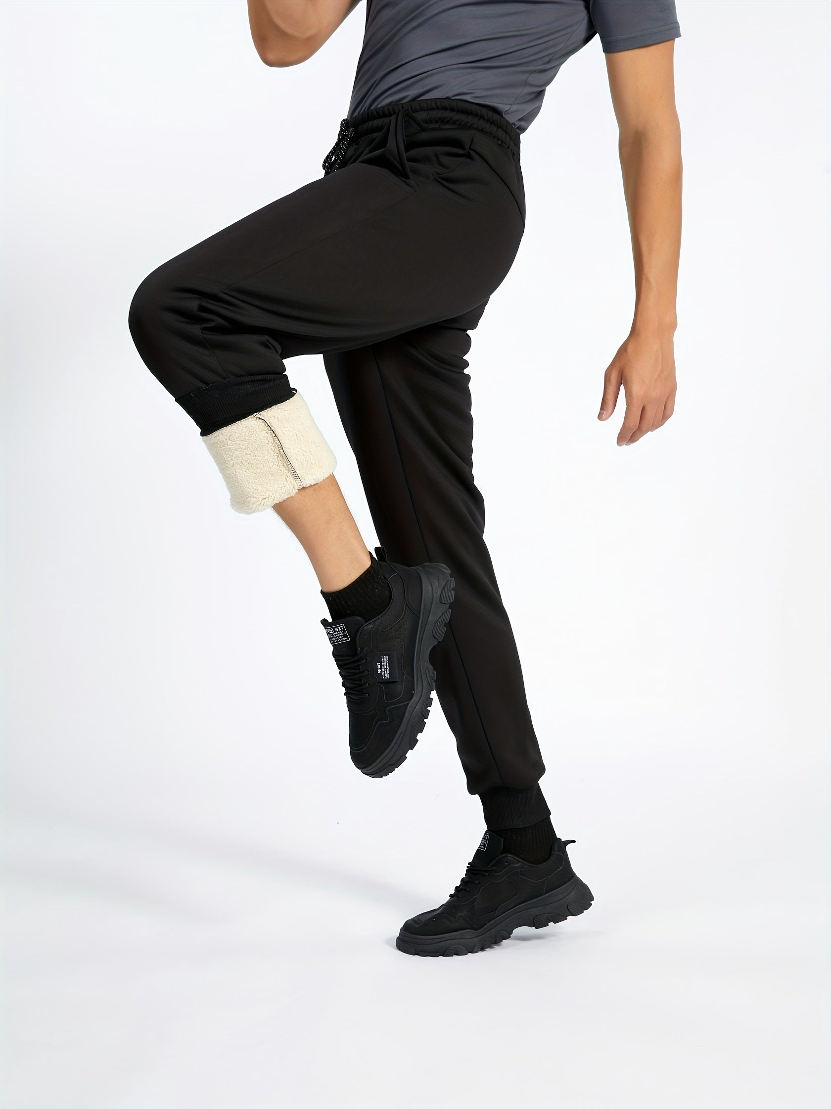 Pantaloni della tuta da uomo in caldo pile con coulisse