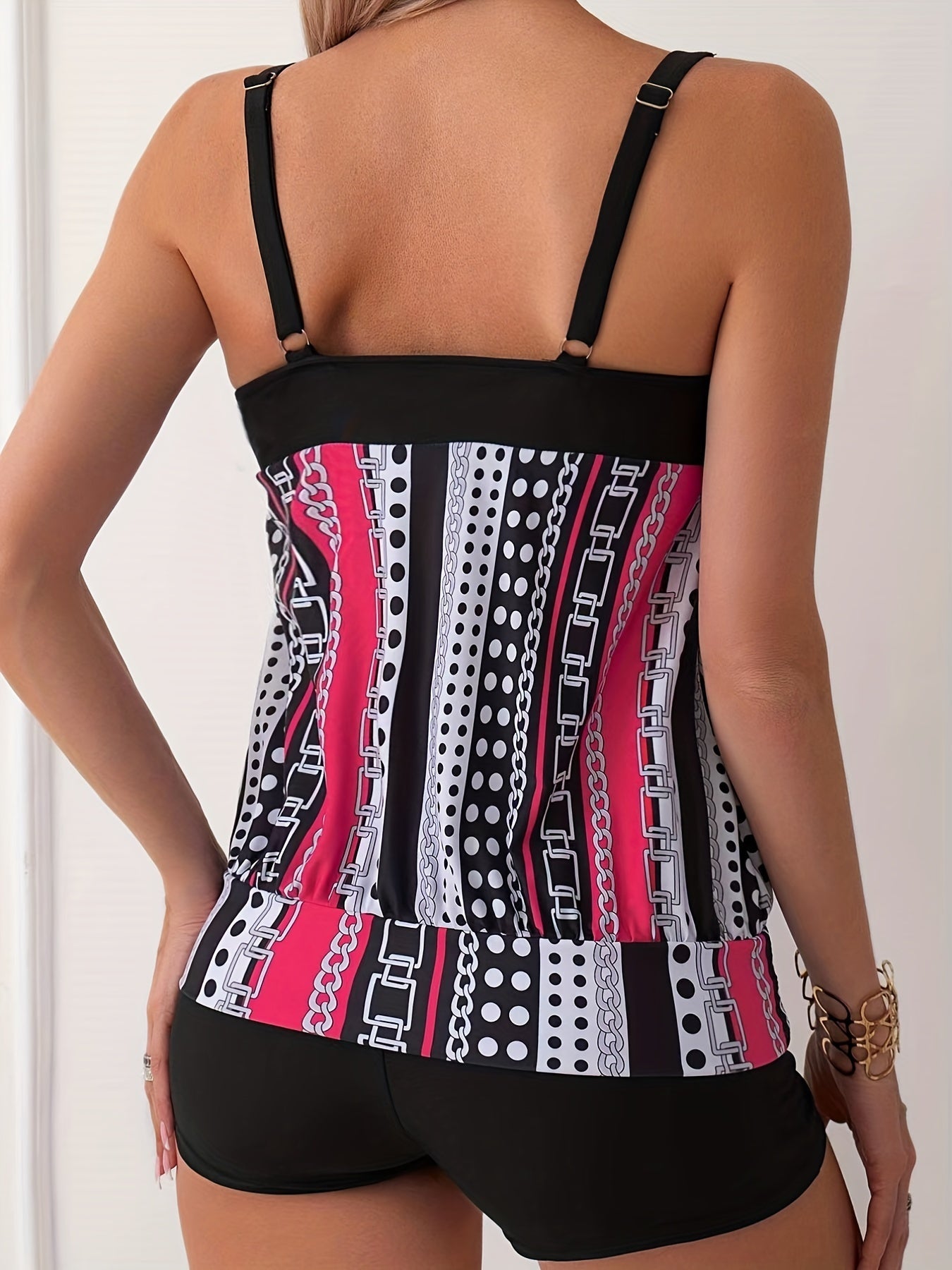 Set tankini con righe e pois