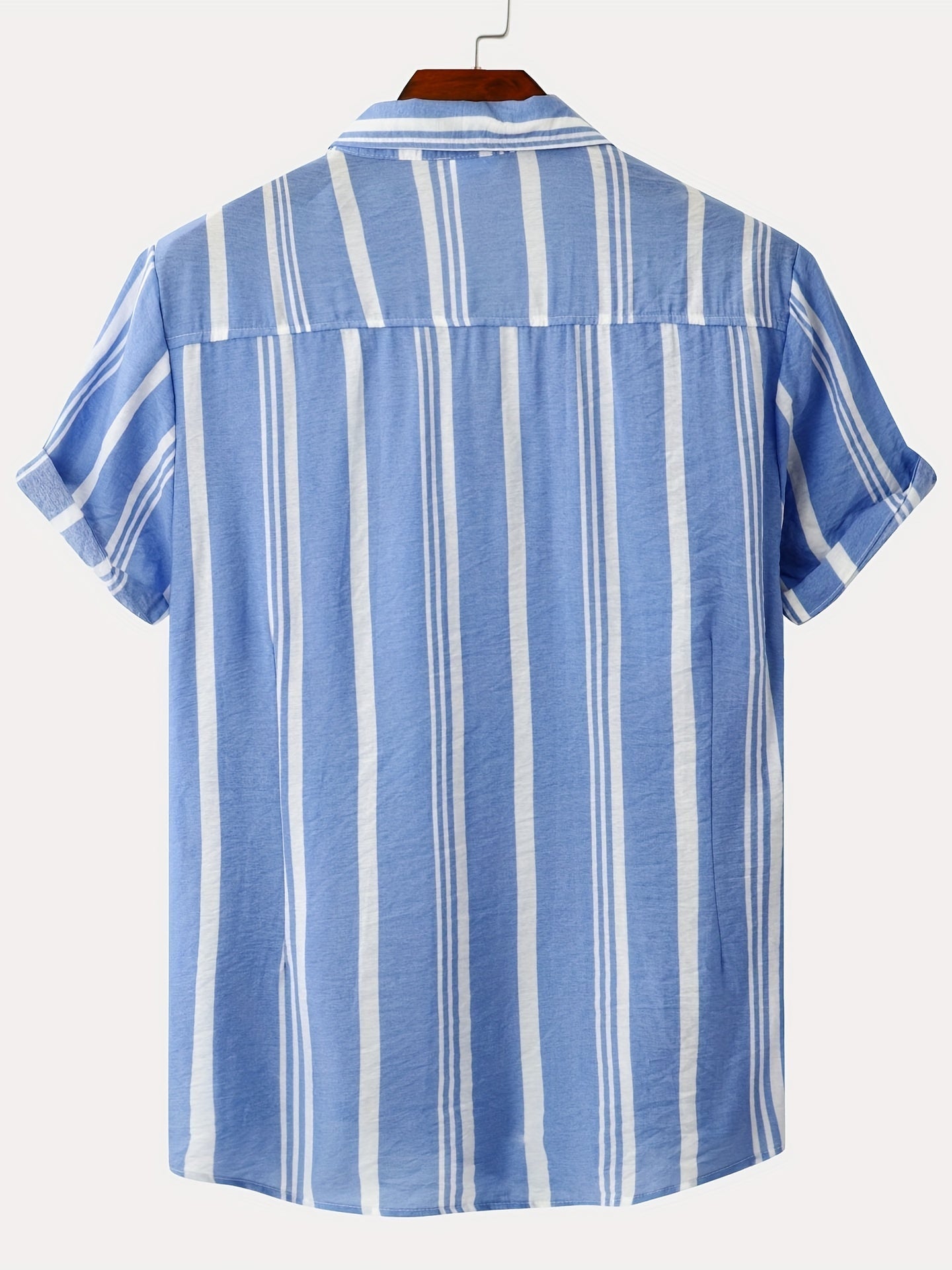 Camicia casual da uomo a maniche corte sottili con risvolto con motivo a righe