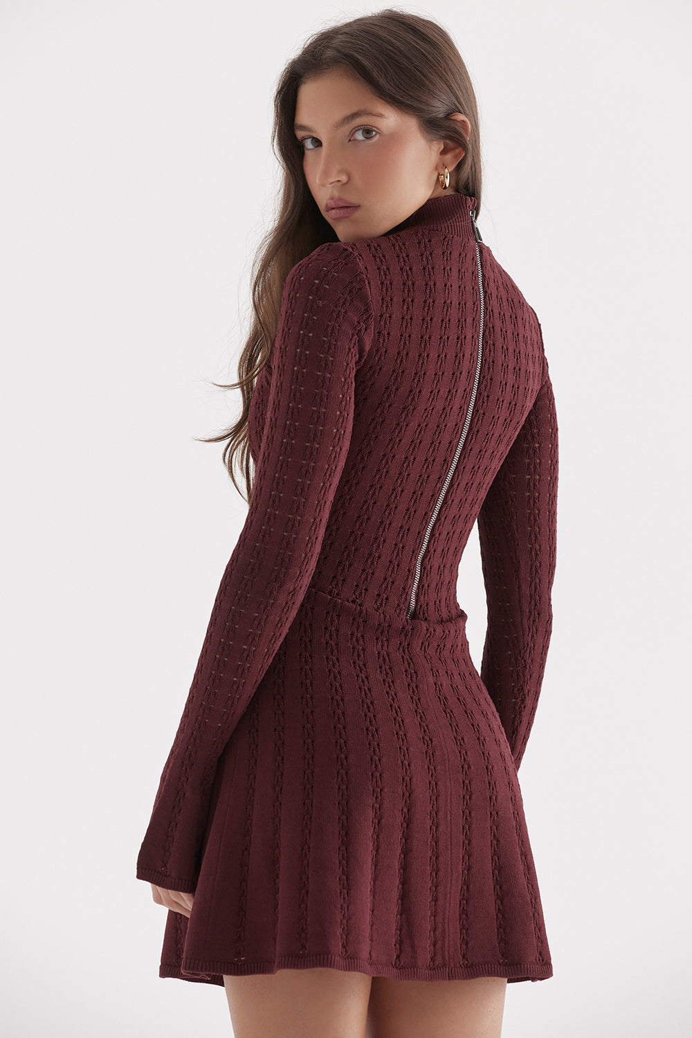 Abito corsetto in maglia color vino