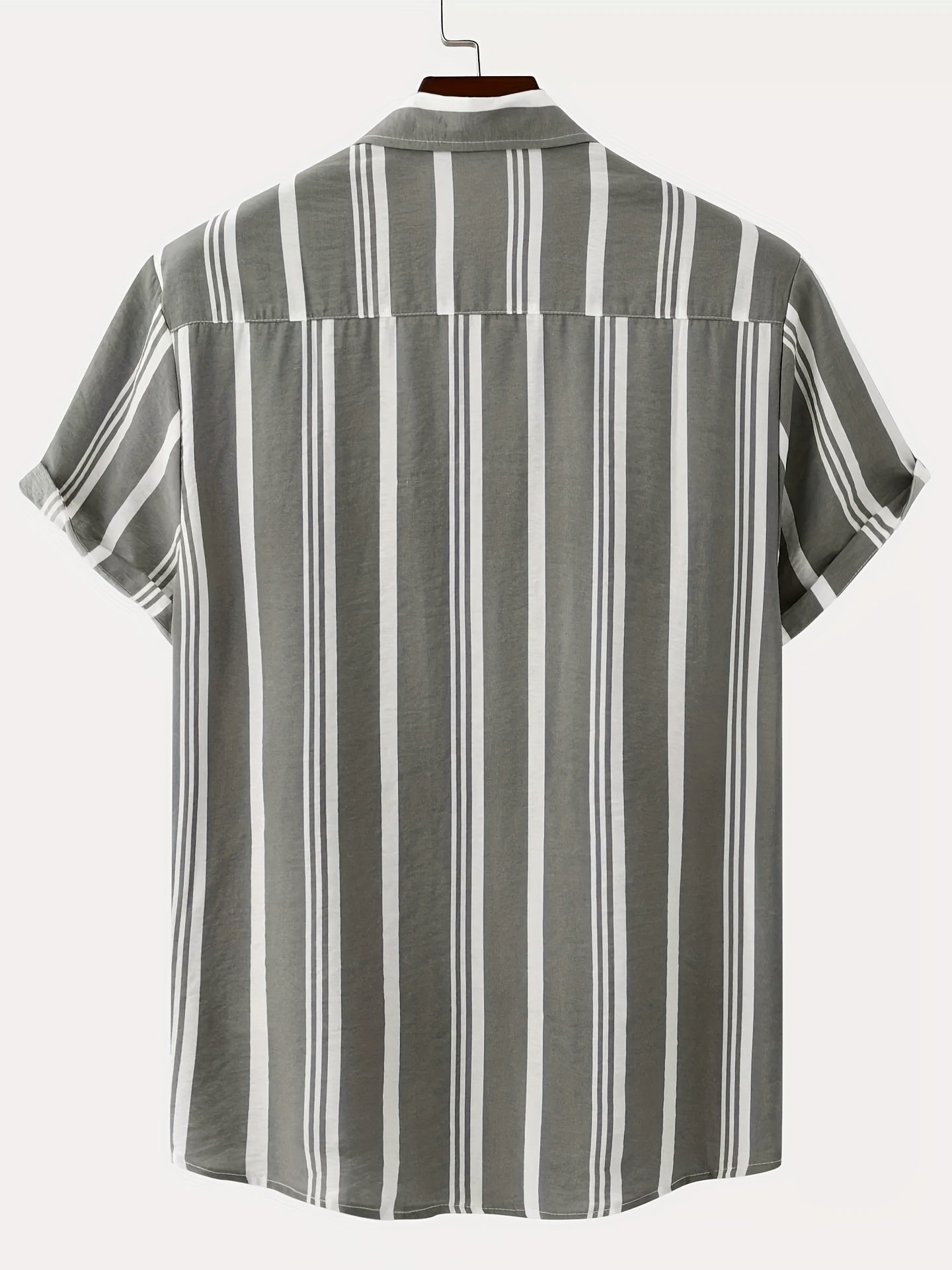 Camicia casual da uomo a maniche corte sottili con risvolto con motivo a righe