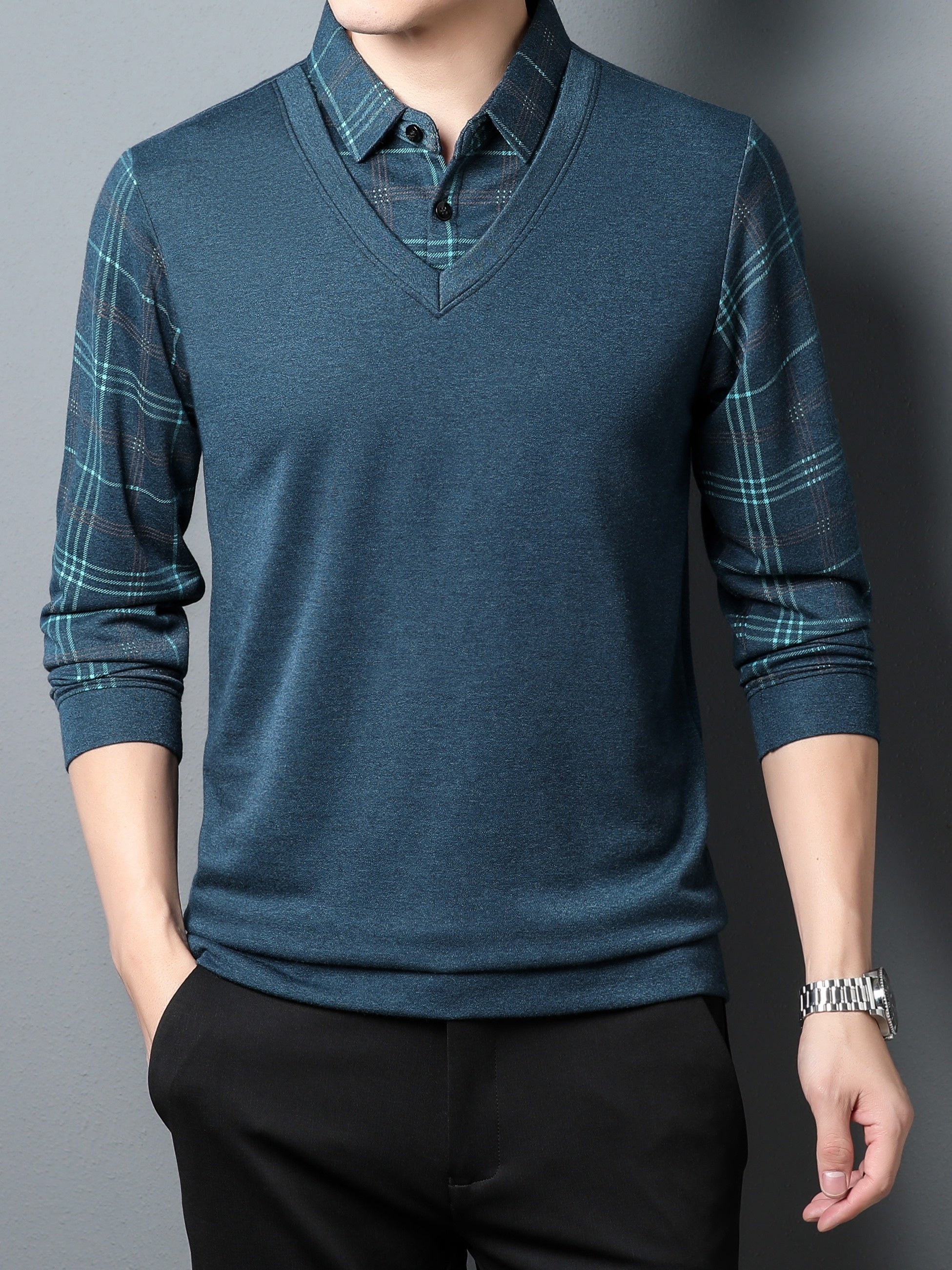 classico maglione blu senza maniche