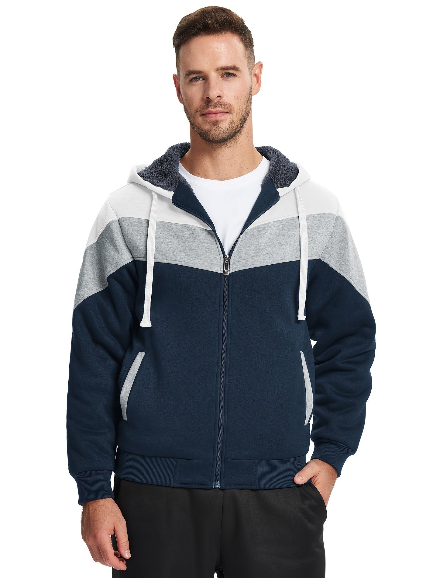 Felpa con cappuccio versatile in pelliccia da uomo