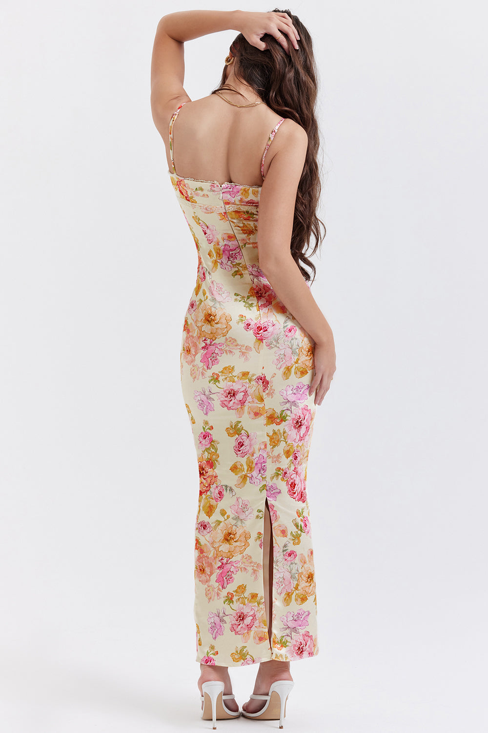 Maxi vestito avorio con fiori