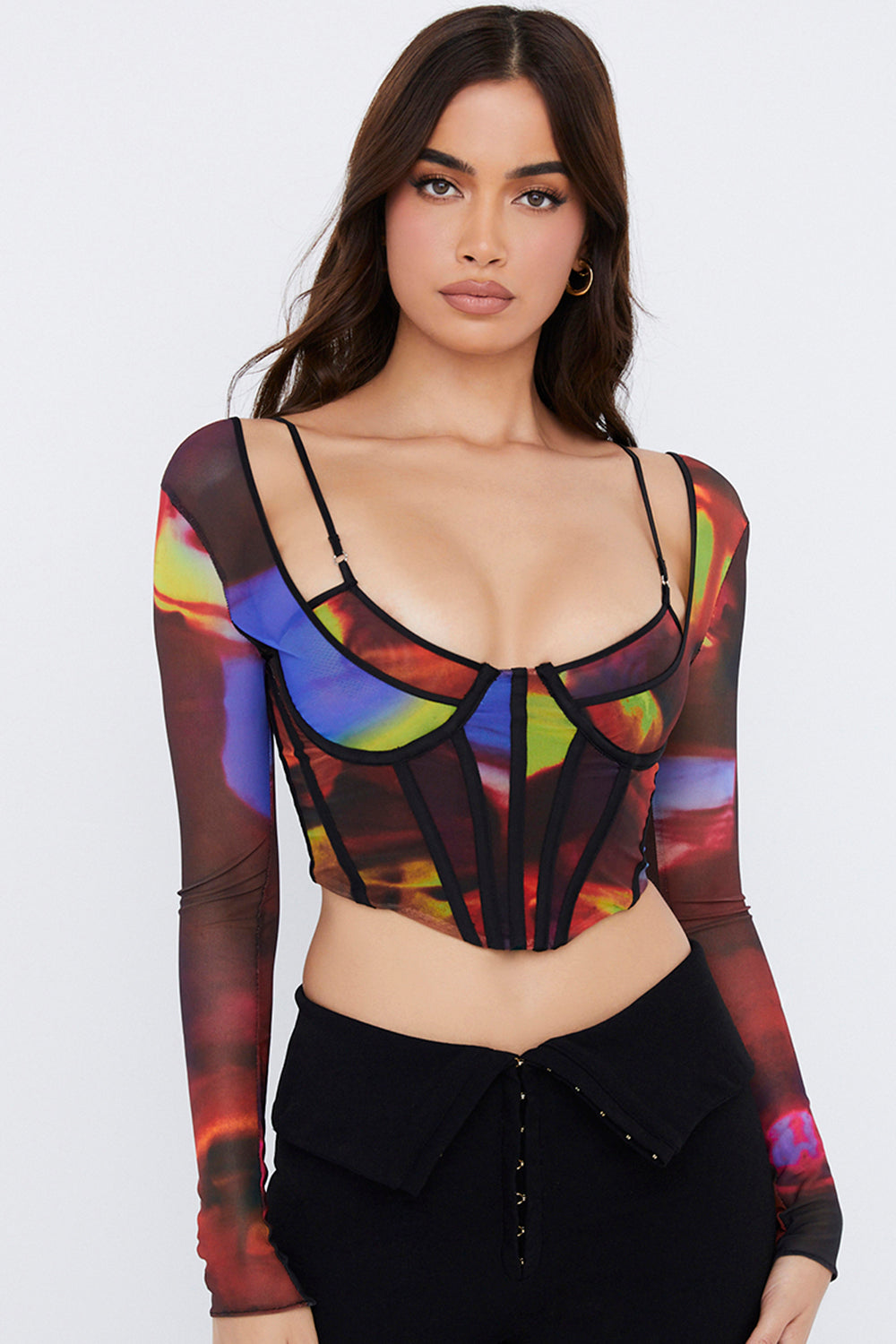 Corsetto con maniche lunghe e stampa