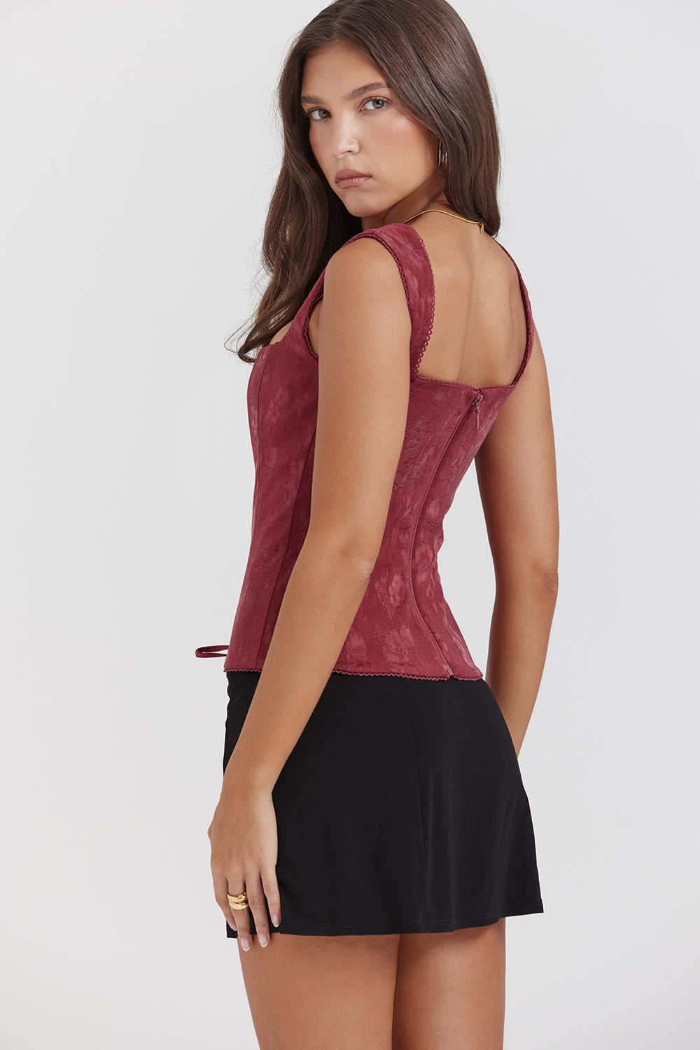 Corsetto floreale Merlot