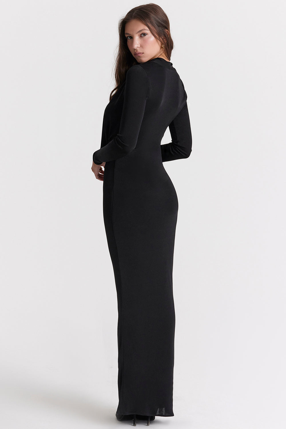 Abito maxi drappeggiato nero