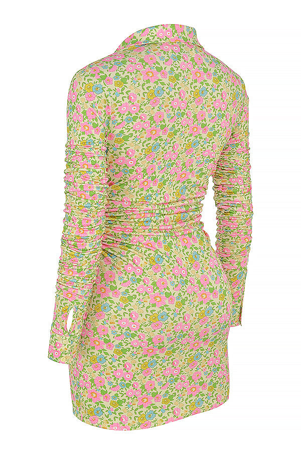 Mini abito chemisier vintage con fiori