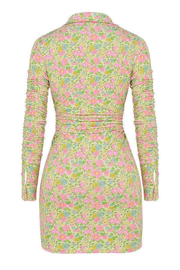 Mini abito chemisier vintage con fiori