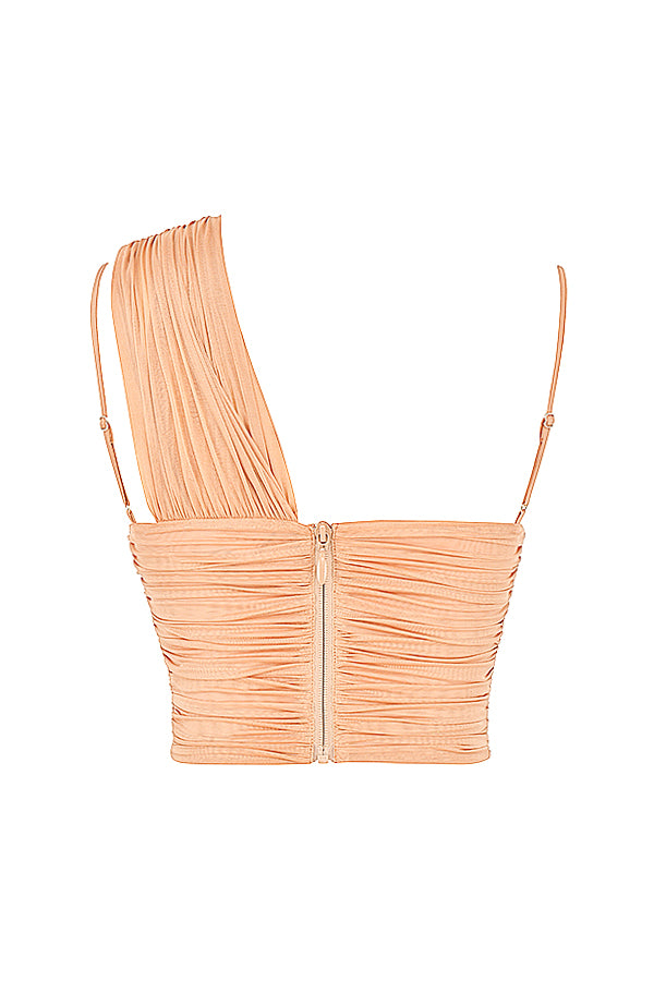 Corsetto in rete plissettata beige