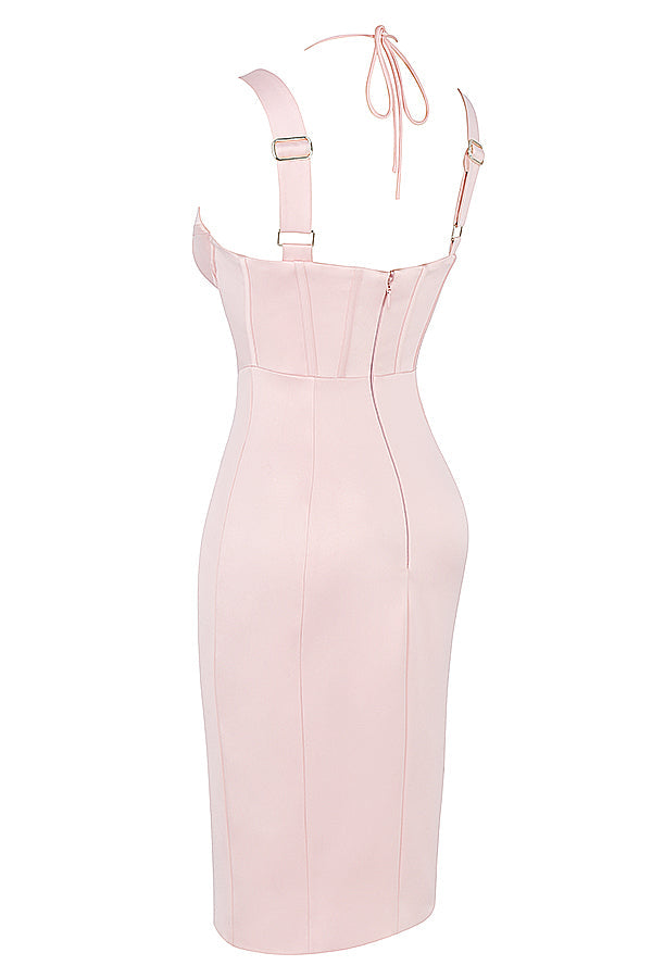 Abito a corsetto in raso rosa baby