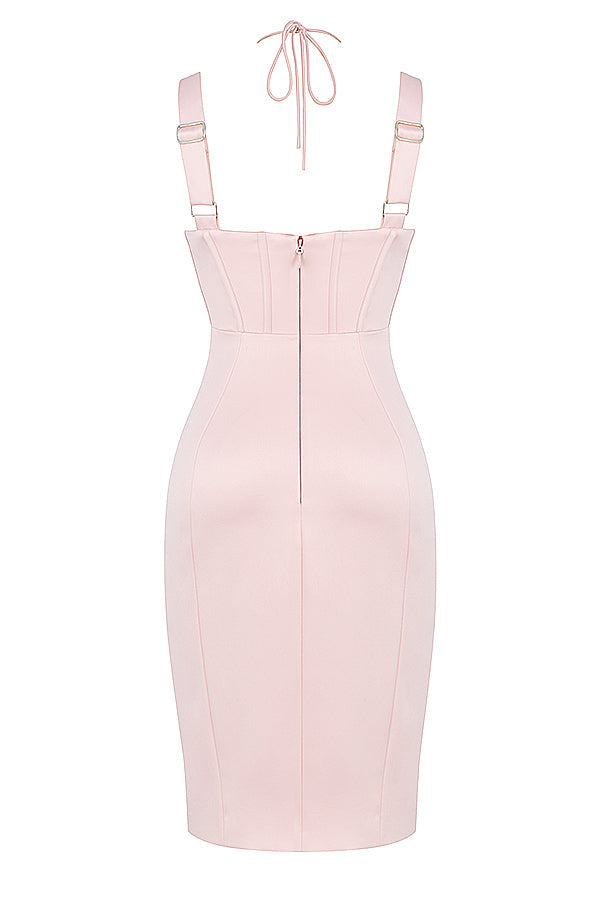 Abito a corsetto in raso rosa baby