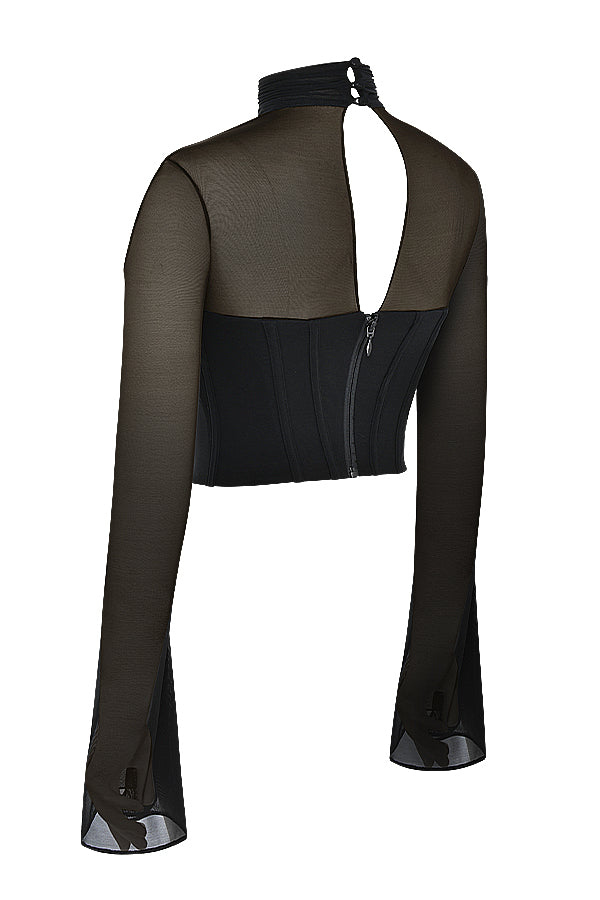 Corsetto nero a collo alto