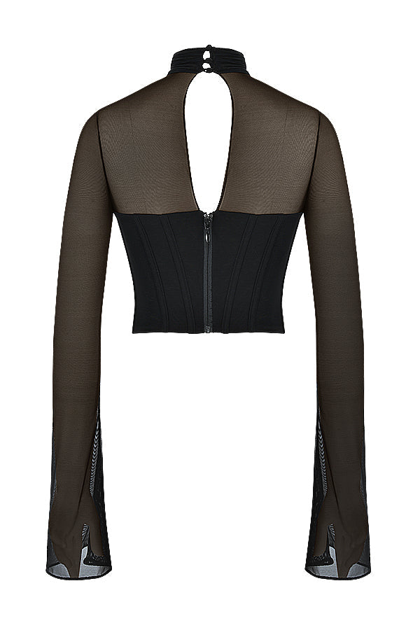Corsetto nero a collo alto