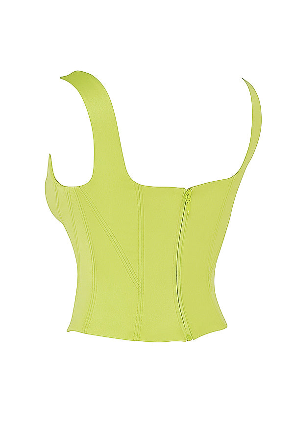 Corsetto lungo realizzato in raso verde lime