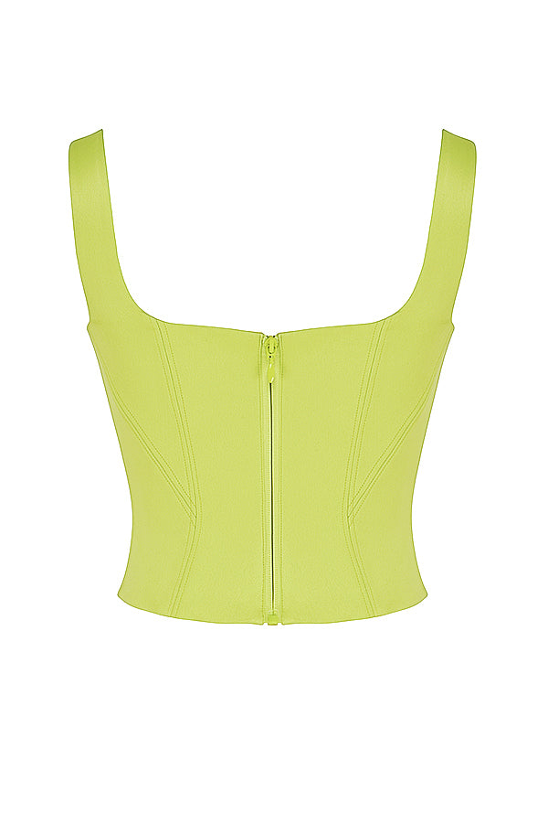Corsetto lungo realizzato in raso verde lime