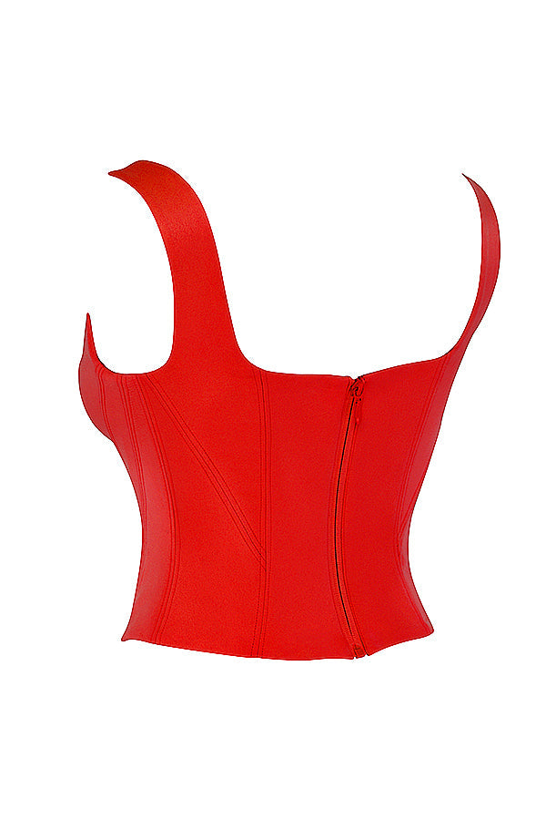 Corsetto lungo in raso scarlatto