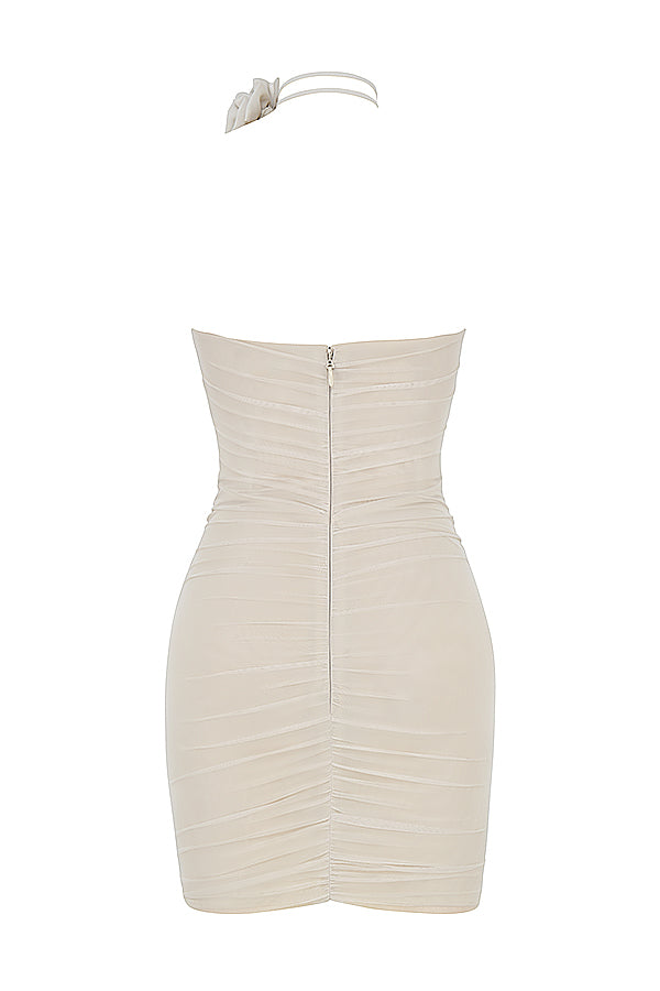 Mini abito impreziosito da fiori nebbia