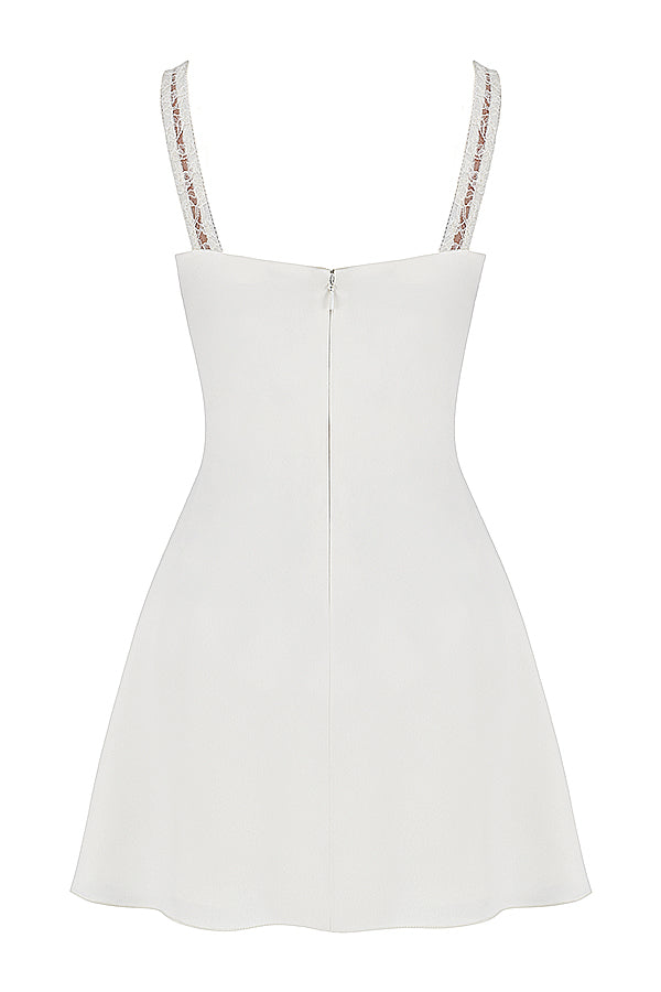 Mini abito in raso e pizzo avorio