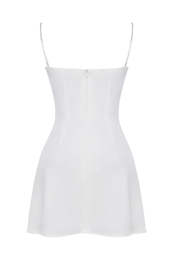 Mini vestito cristallizzato avorio