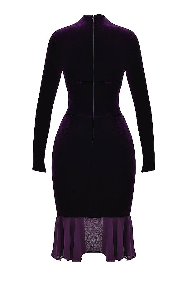 Abito a corsetto in velluto viola scuro