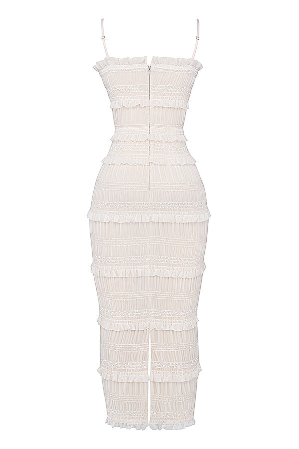 Abito a corsetto con pieghe di paillettes