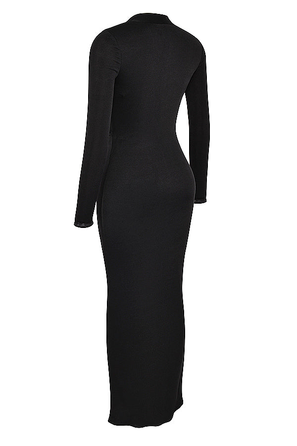 Abito maxi drappeggiato nero