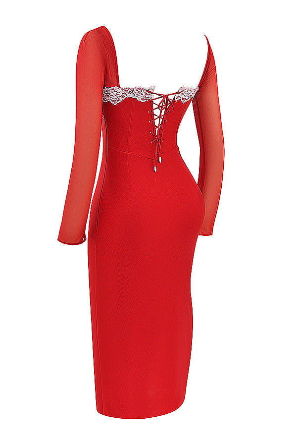Abito a corsetto rosso intenso
