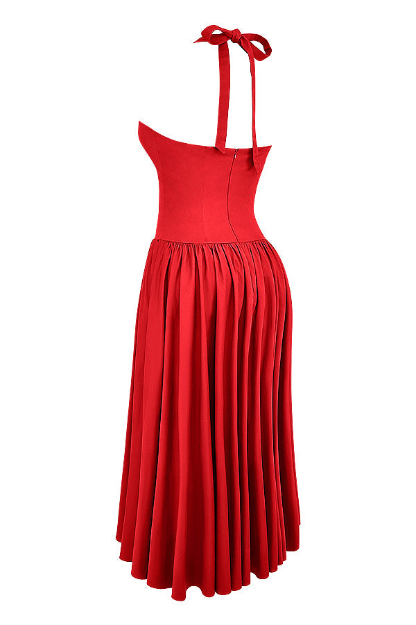 Abito midi con scollo all'americana