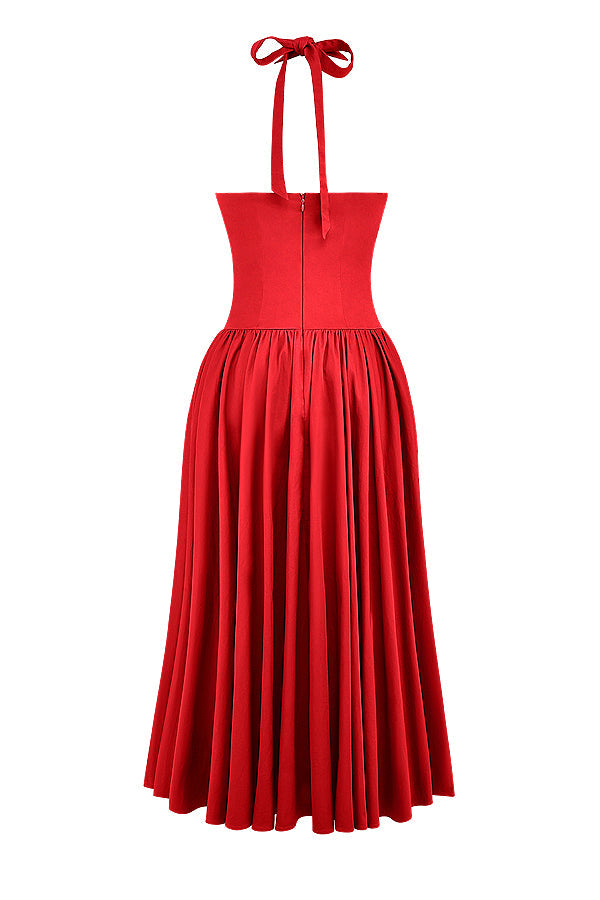 Abito midi con scollo all'americana