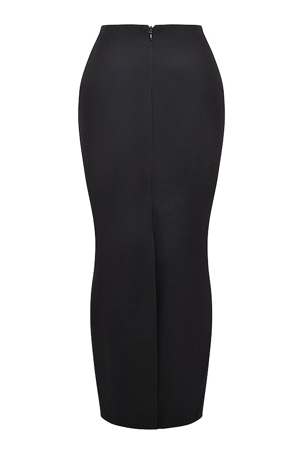 Top da smoking nero senza maniche con maxi gonna in twill