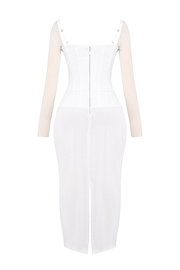 Maxi vestito rosso intenso con maniche lunghe