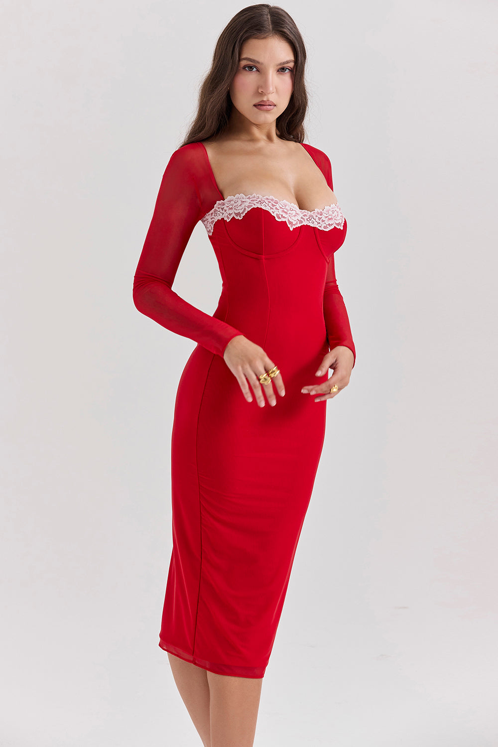Abito a corsetto rosso intenso