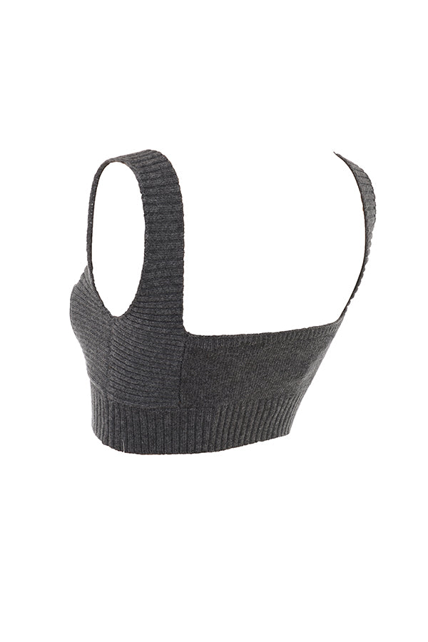 Bralette in misto cashmere color antracite con pantalone