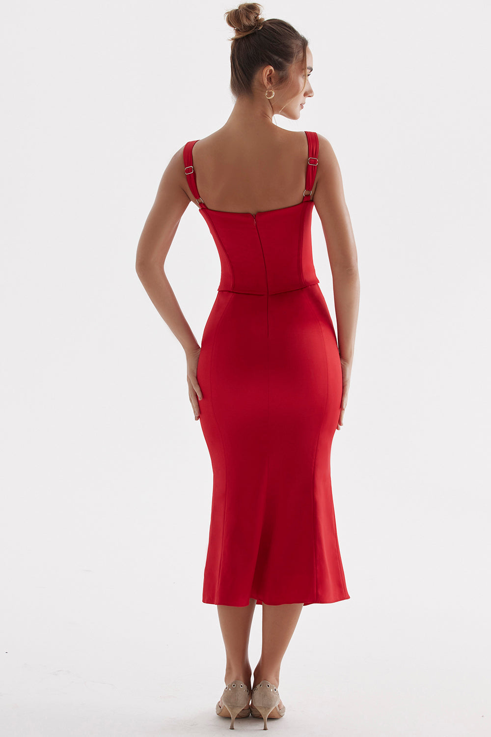 Abito corsetto con rose rosse