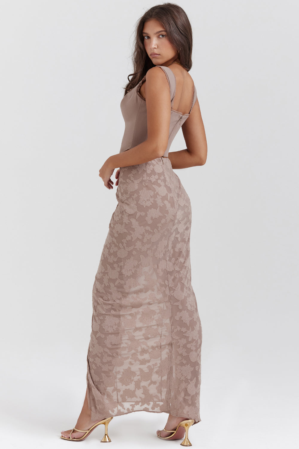 Set di corsetto a forma di fungo con finiture in pizzo e maxi gonna