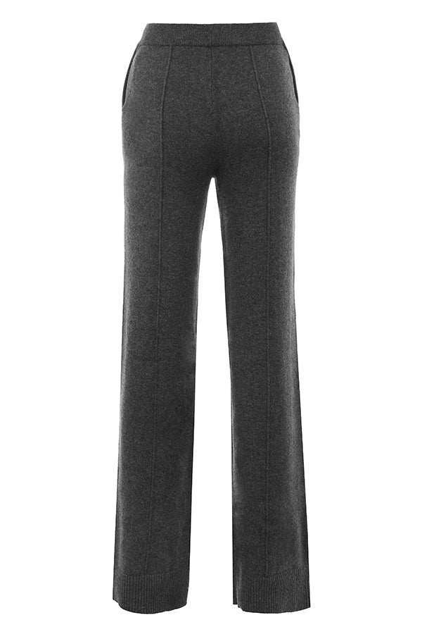 Cardigan in misto cashmere color antracite con cintura, bralette e pantaloni