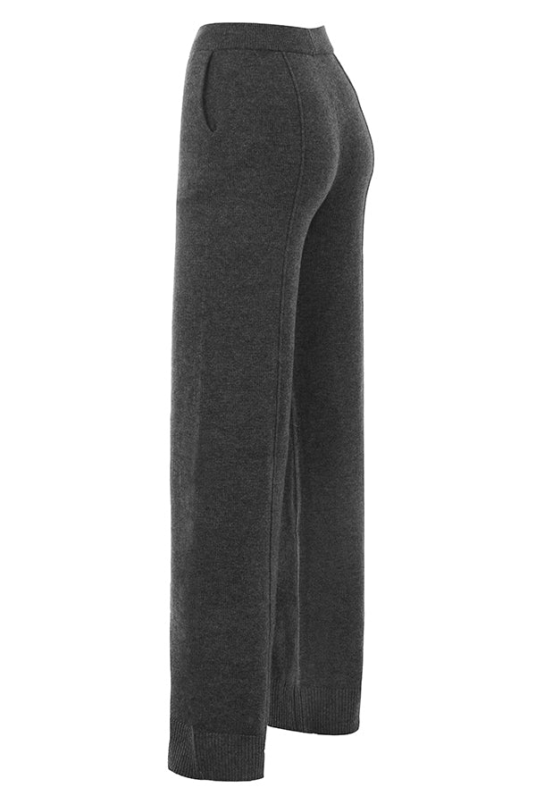 Cardigan in misto cashmere color antracite con cintura, bralette e pantaloni